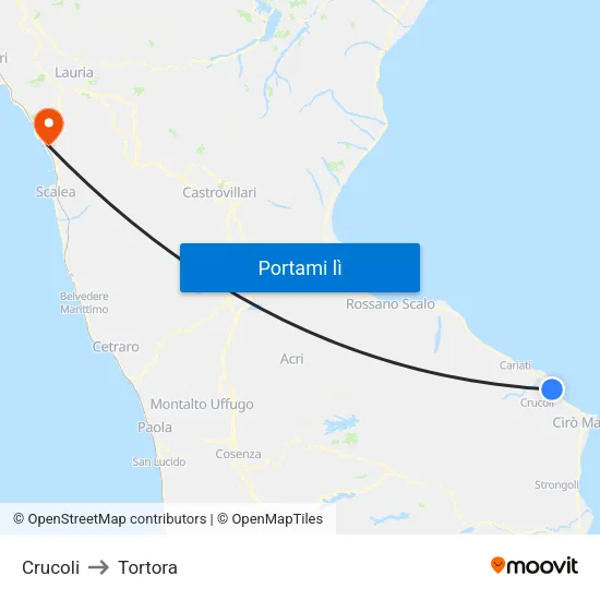 Crucoli to Tortora map