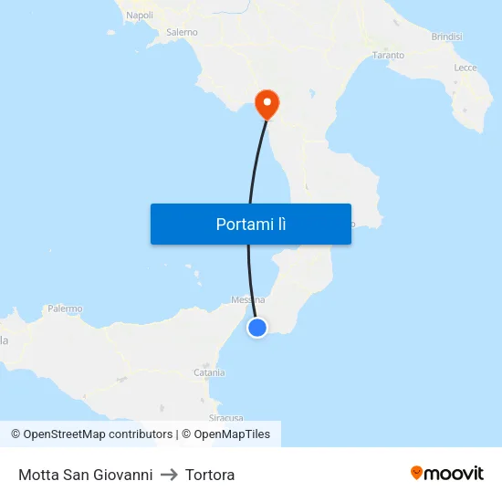 Motta San Giovanni to Tortora map