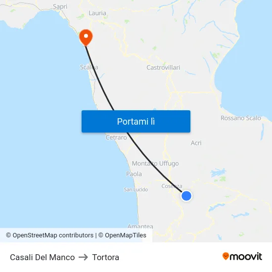 Casali Del Manco to Tortora map