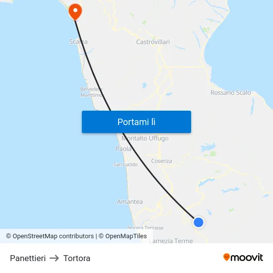 Panettieri to Tortora map