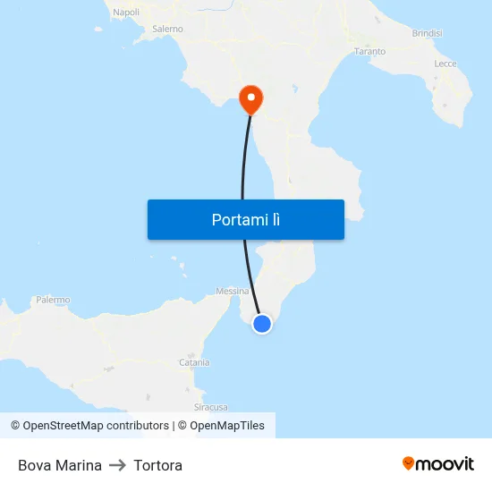Bova Marina to Tortora map