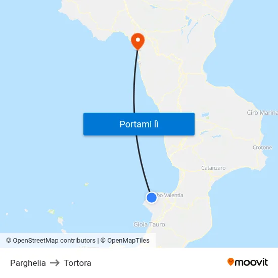 Parghelia to Tortora map