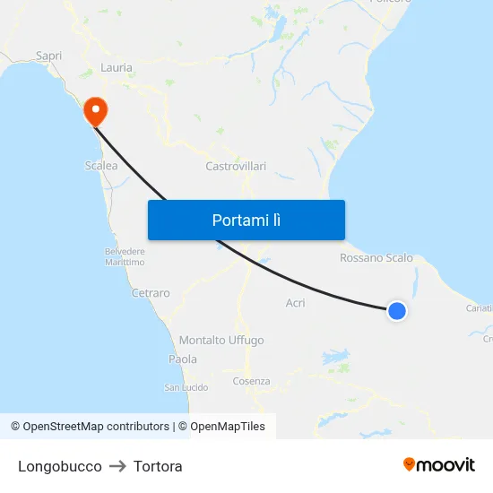 Longobucco to Tortora map