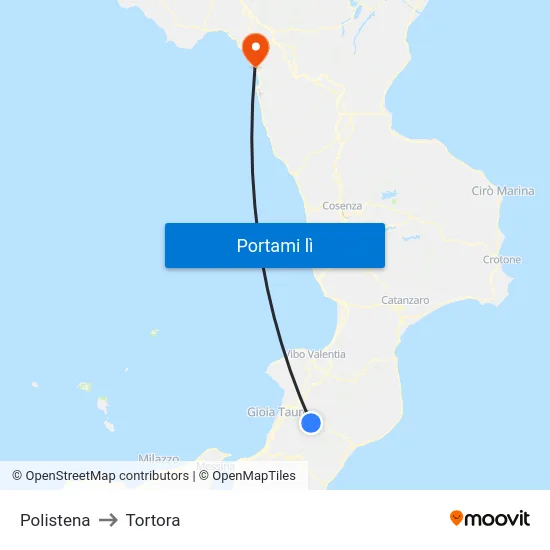 Polistena to Tortora map