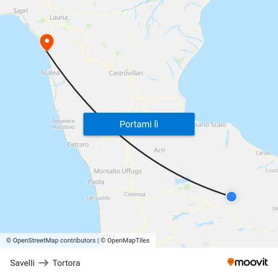 Savelli to Tortora map