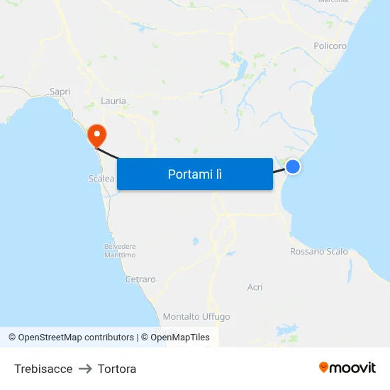 Trebisacce to Tortora map