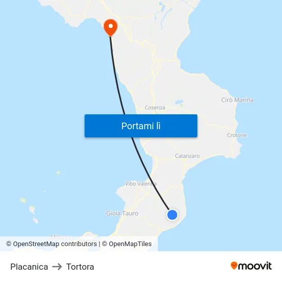 Placanica to Tortora map