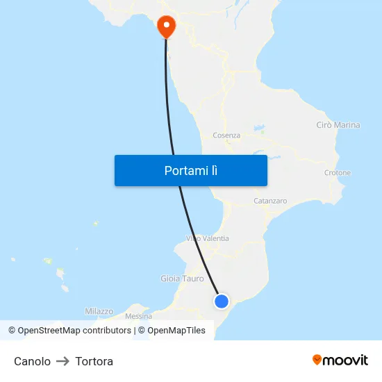 Canolo to Tortora map