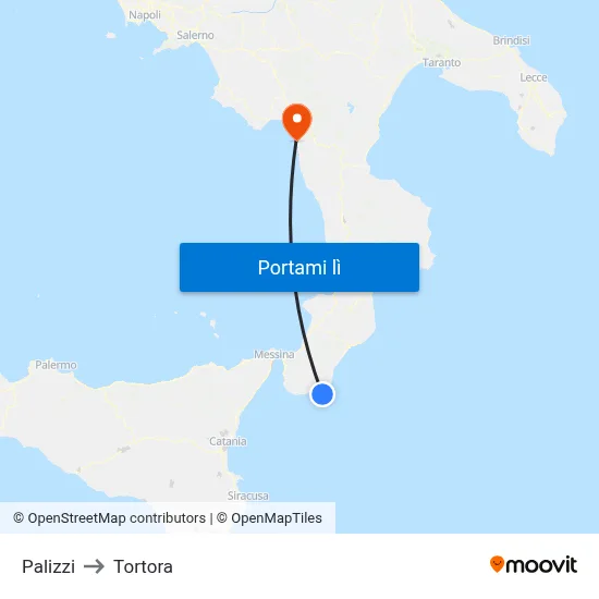 Palizzi to Tortora map