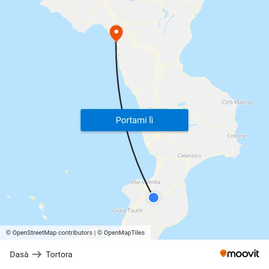 Dasà to Tortora map