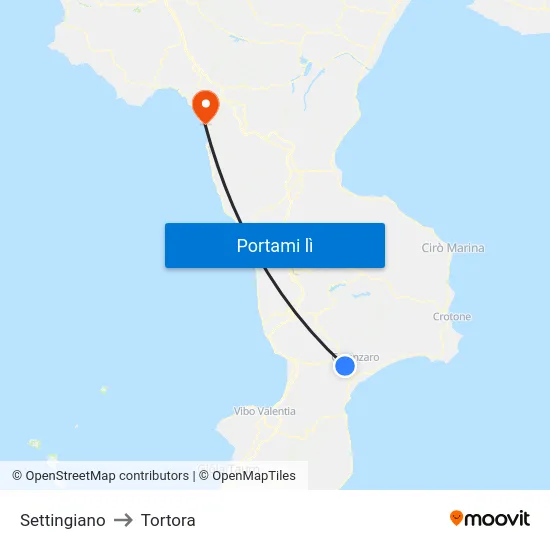 Settingiano to Tortora map