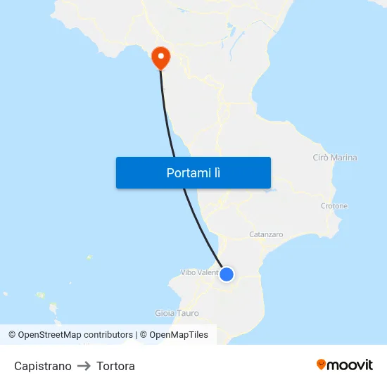 Capistrano to Tortora map