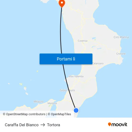 Caraffa Del Bianco to Tortora map
