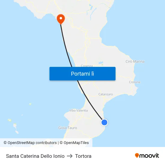 Santa Caterina Dello Ionio to Tortora map