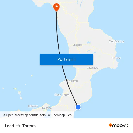 Locri to Tortora map