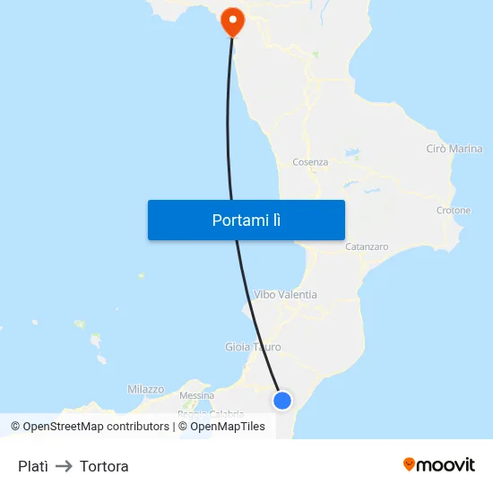 Platì to Tortora map