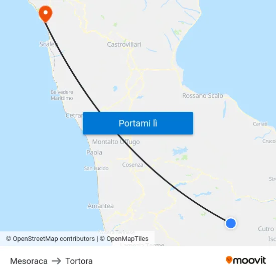 Mesoraca to Tortora map