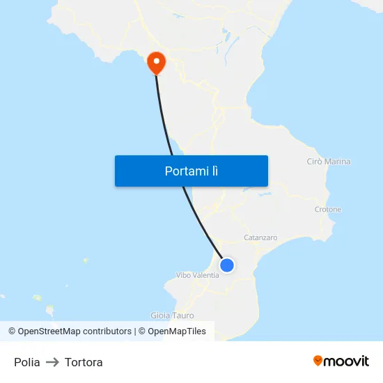 Polia to Tortora map