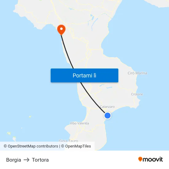 Borgia to Tortora map