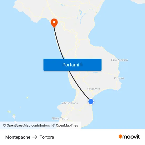 Montepaone to Tortora map