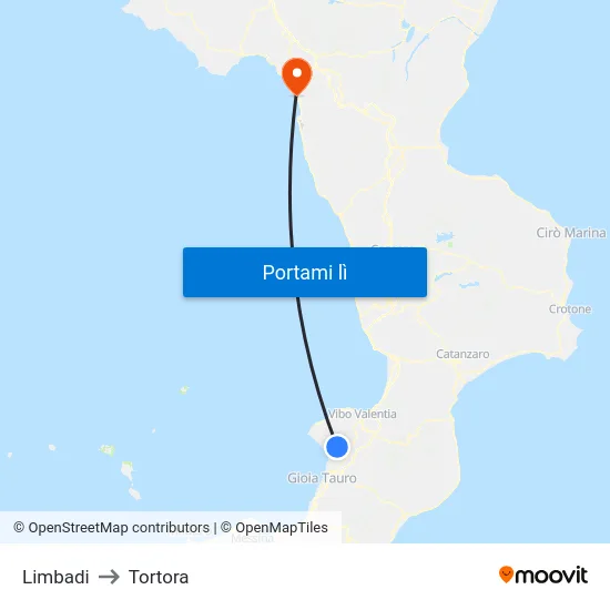 Limbadi to Tortora map
