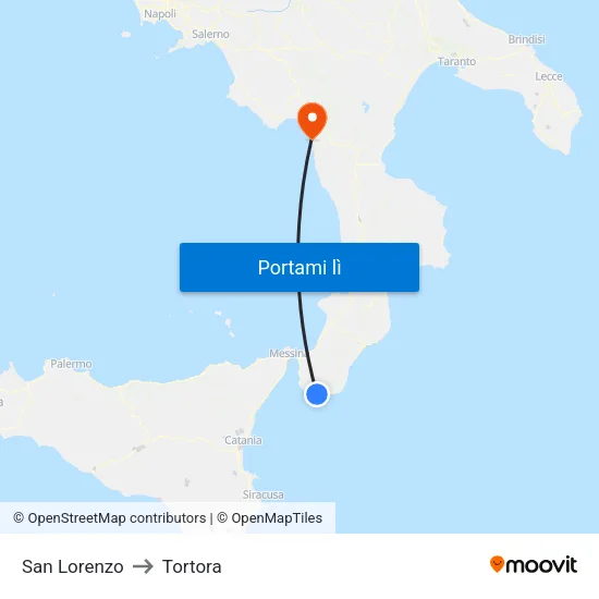 San Lorenzo to Tortora map