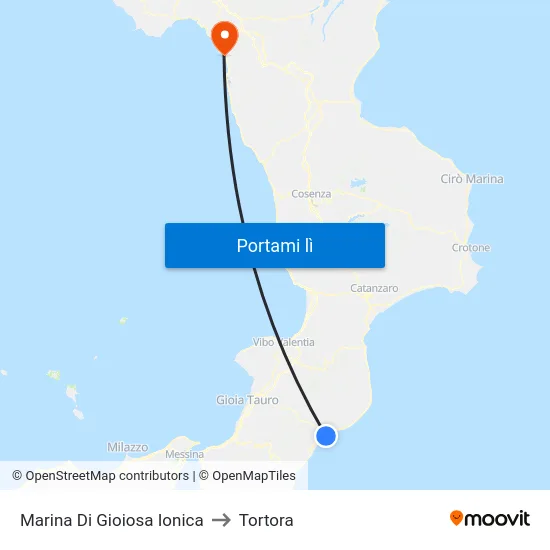 Marina Di Gioiosa Ionica to Tortora map
