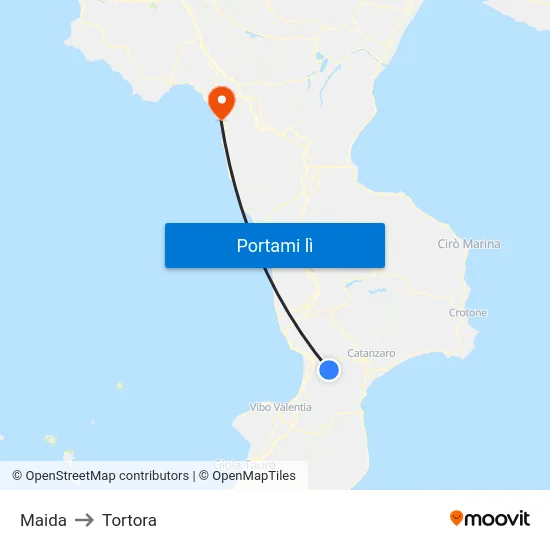 Maida to Tortora map