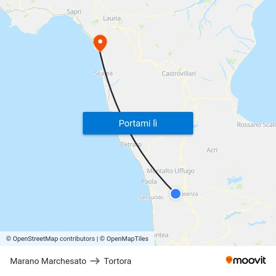 Marano Marchesato to Tortora map
