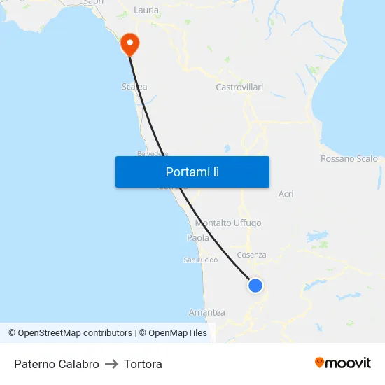 Paterno Calabro to Tortora map