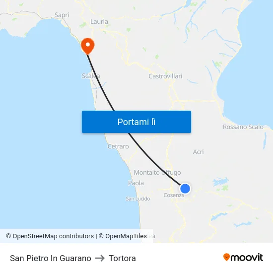San Pietro In Guarano to Tortora map