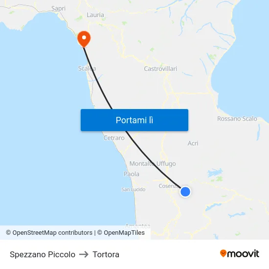 Spezzano Piccolo to Tortora map