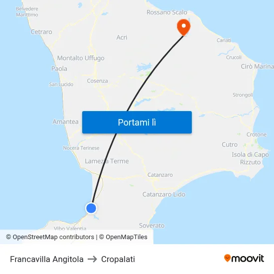 Francavilla Angitola to Cropalati map