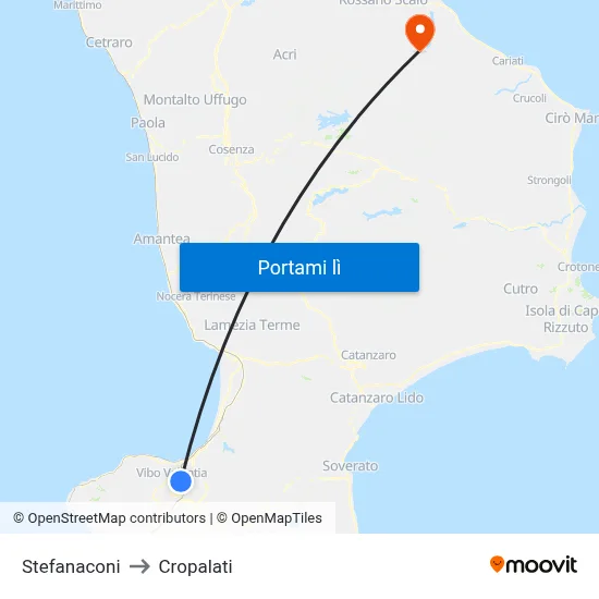 Stefanaconi to Cropalati map