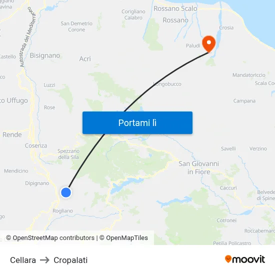 Cellara to Cropalati map