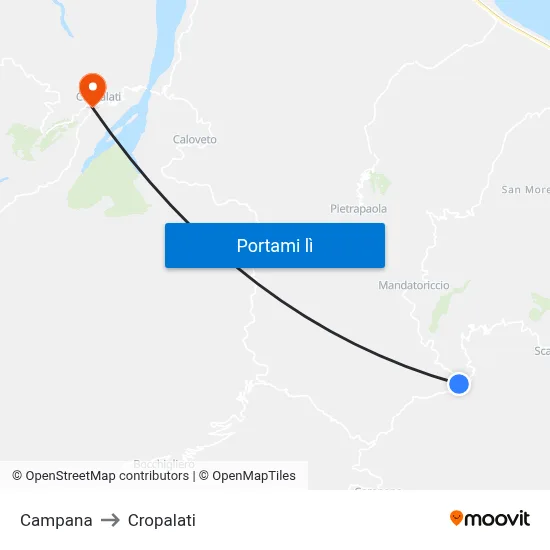 Campana to Cropalati map