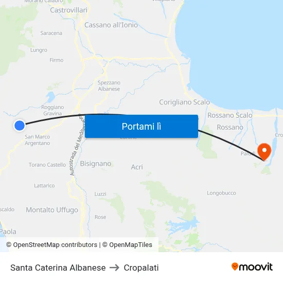 Santa Caterina Albanese to Cropalati map