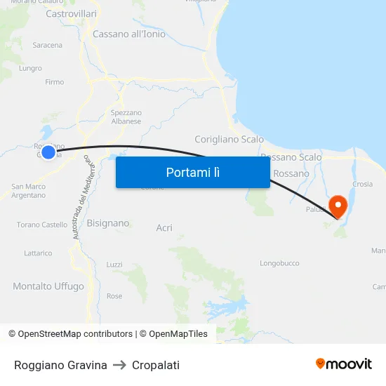 Roggiano Gravina to Cropalati map