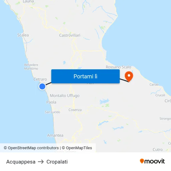 Acquappesa to Cropalati map