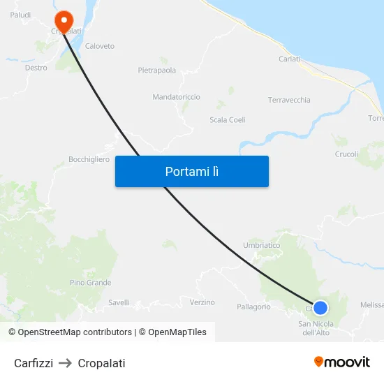 Carfizzi to Cropalati map