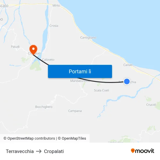 Terravecchia to Cropalati map