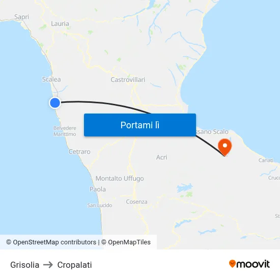 Grisolia to Cropalati map