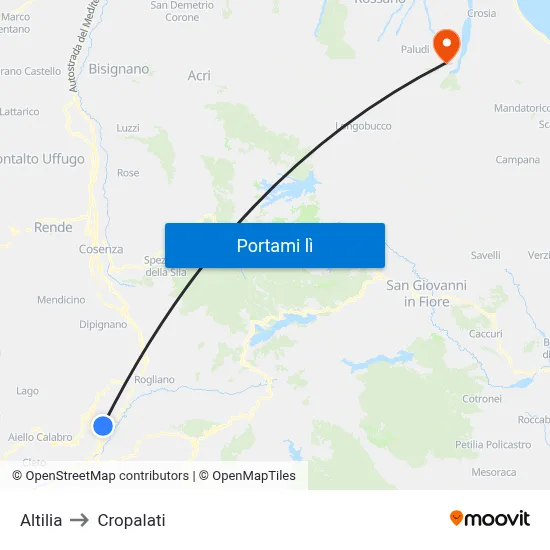 Altilia to Cropalati map