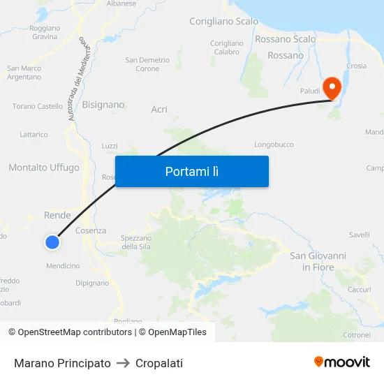 Marano Principato to Cropalati map