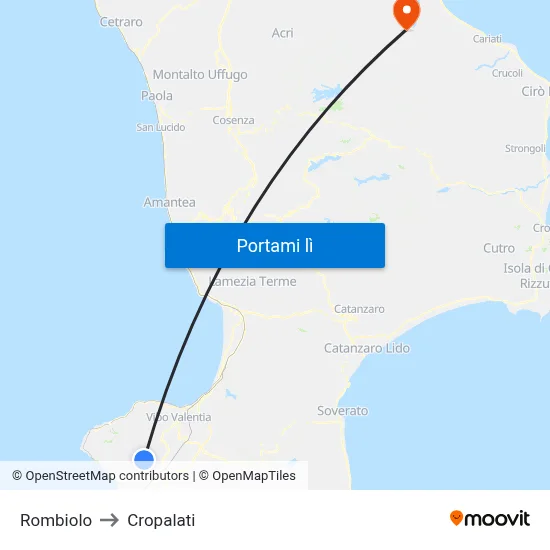 Rombiolo to Cropalati map