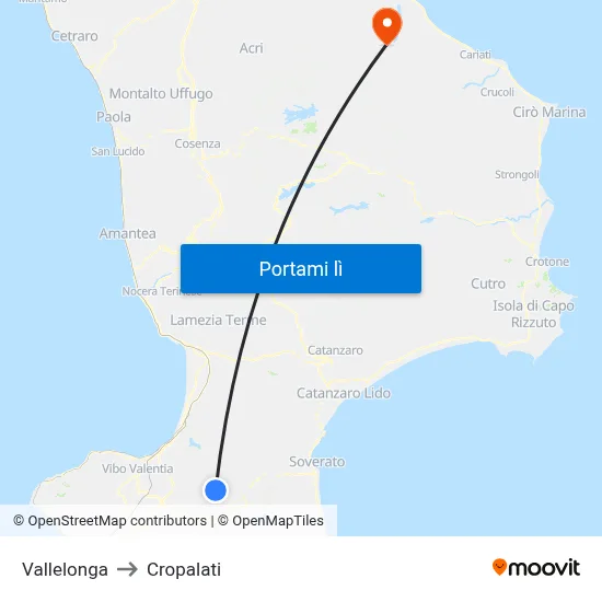 Vallelonga to Cropalati map
