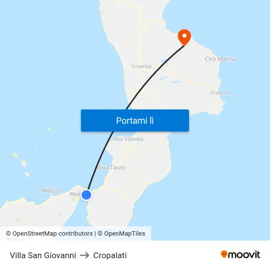 Villa San Giovanni to Cropalati map