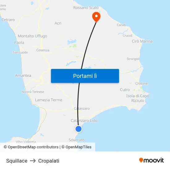 Squillace to Cropalati map