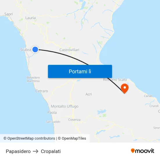 Papasidero to Cropalati map