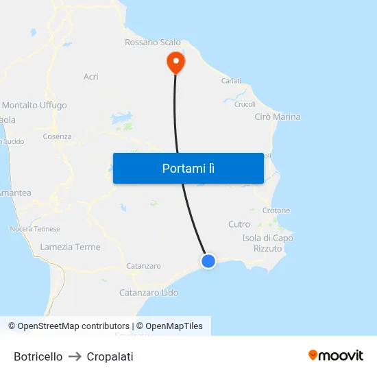 Botricello to Cropalati map
